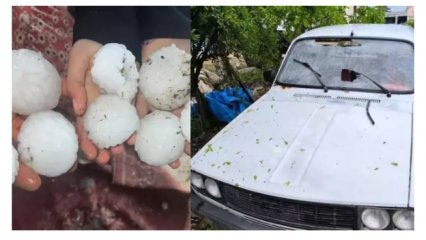 KARTOPU BÜYÜKLÜĞÜNDE DOLU YAĞDI 